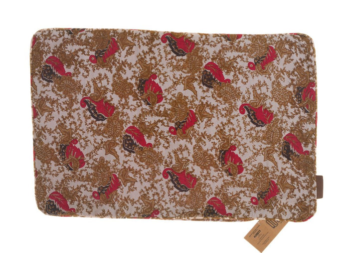 Silk pillowcase 60x40 cm as a sari pillow in vintage oriental ethnic bohemian with brown slings and red birds on an off-white background