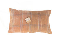 Sari pillowcase 30x50 with vintage bohemian pattern in sand beige, rust brown and light blue stripes and small red dots - unique Indian pillowcase/sari pillow in upcycled style