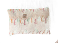 Sari pillowcase 60x40 in vintage boho style with colorful red, gray and yellow patterns and flowers, unique Indian pillow (sari pillow)