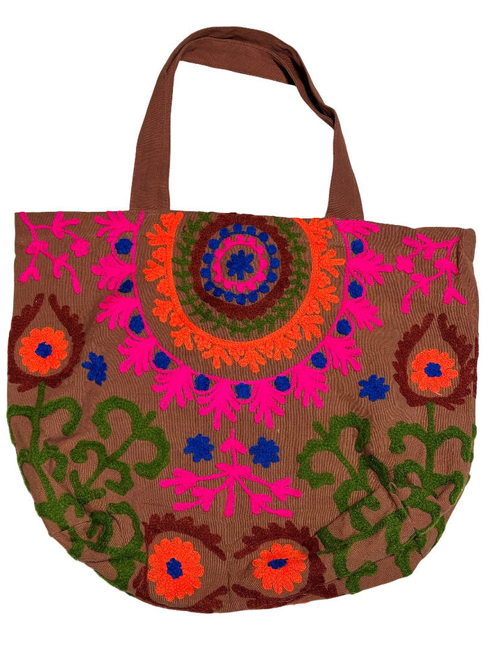 Suzani Canvas Beach Bag Brown