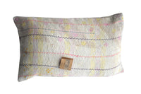 Sari pillowcase 30x50 in gray and white with pastel colors, colorful bohemian patterns and ethnic details - unique upcycled Indian pillowcase
