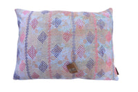 Sari pillowcase 50x70 with colorful ethnic patterns in gold, black, petrol and pink, unique Indian boho/bohemian sari pillow look (upcycled)