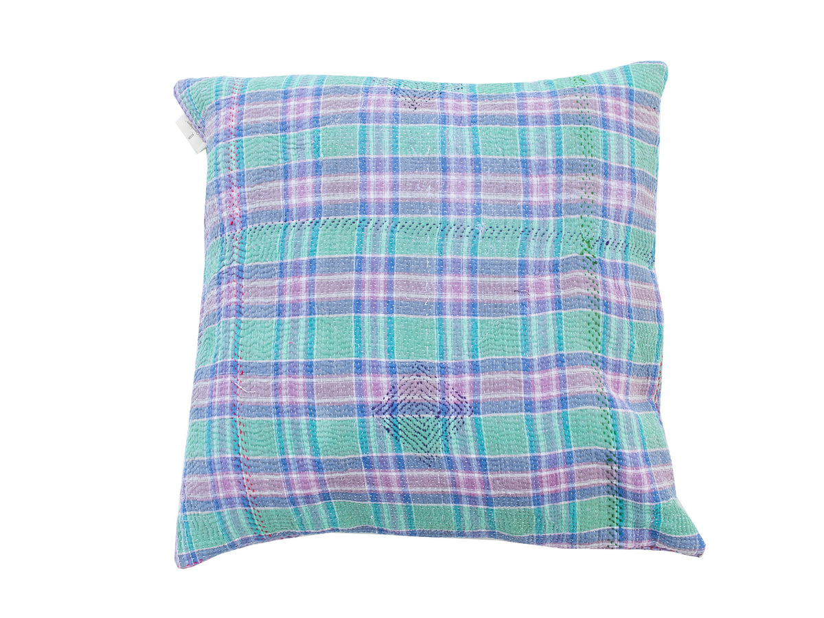 50x50 sari pillowcase with boho bohemian check in turquoise, blue, purple and pink - colorful Indian Indian pillowcase for sari pillows and unique pillows