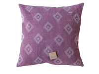 Purple sari pillowcase in 50x50 with white bohemian/Indian diamond patterns - unique sari pillow in vintage style (sari pillows)